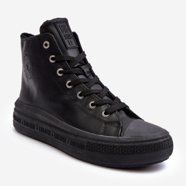 Dámské zateplené tenisky na zip Black Big Star MM274023 černá 1