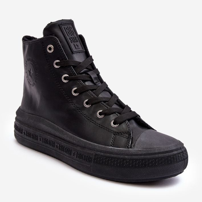 Dámské zateplené tenisky na zip Black Big Star MM274023 černá 1