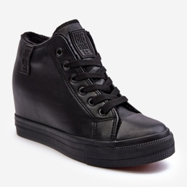 Dámské kožené tenisky na klínku Big Star MM274001 Black černý 1