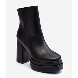 WS1 Dámské kotníkové boty na vysokém podpatku a platformě Black Sandstra černá 1