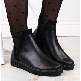 Dámské kožené, nazouvací, zateplené boty Chelsea, černé Filippo DBT4703 černá 1
