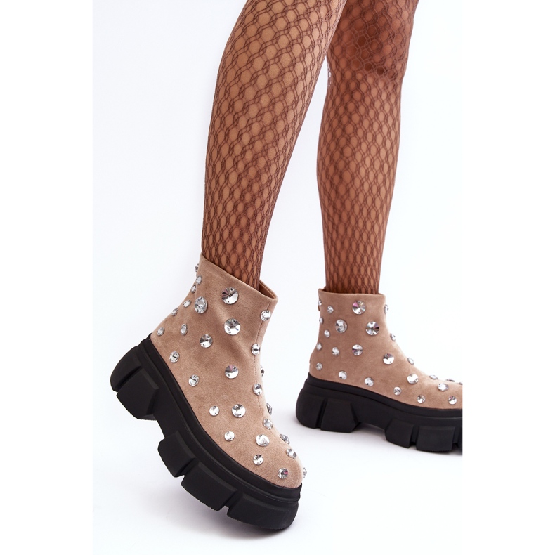 S.Barski Semišové zateplené boty s krystaly D&A MR870-83 béžová béžový 1 S.Barski Semišové zateplené boty s krystaly D&A MR870-83 béžová béžový 1