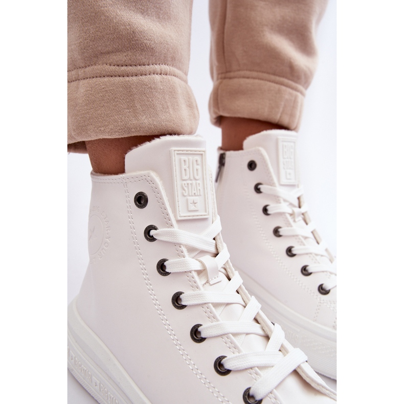 Dámské zateplené tenisky na zip White Big Star MM274021 bílý 1