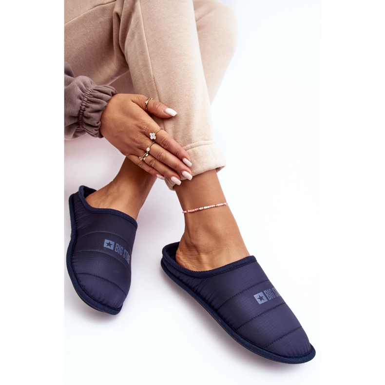 Dámské klasické navy modré pantofle Big Star KK274601 modrý 1