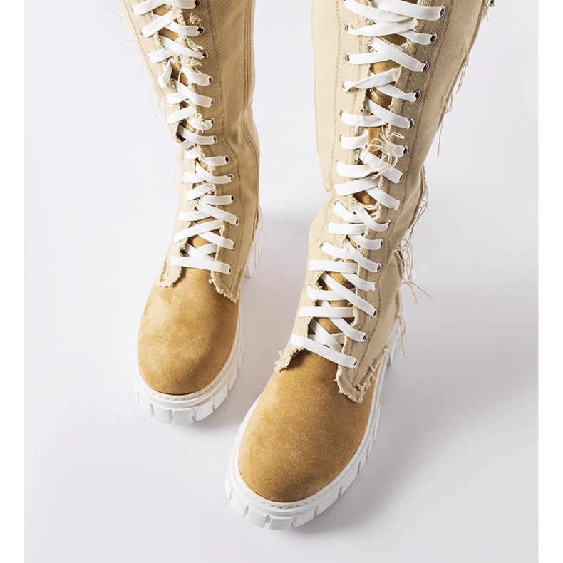 Boty Palmer zateplené béžovou látkou béžový 1