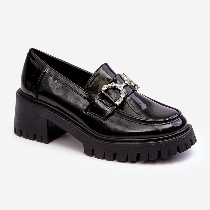 Dámské lakované boty s masivními vysokými podpatky, černá Lemmitty 1