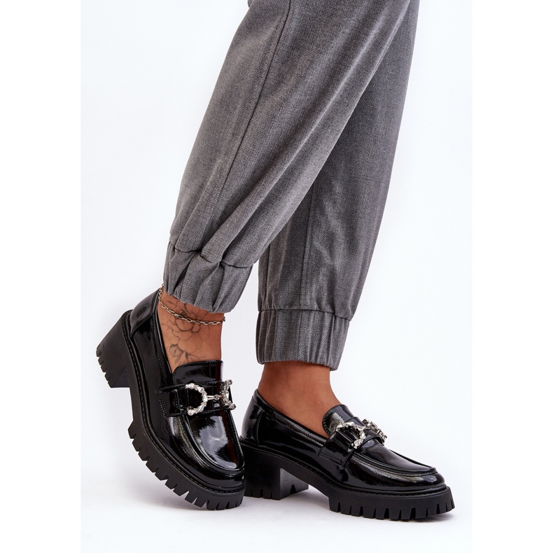 Dámské lakované boty s masivními vysokými podpatky, černá Lemmitty 2