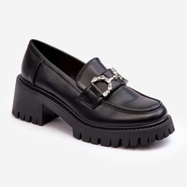 Dámské kožené boty s masivními vysokými podpatky, černá Lemmitty 1