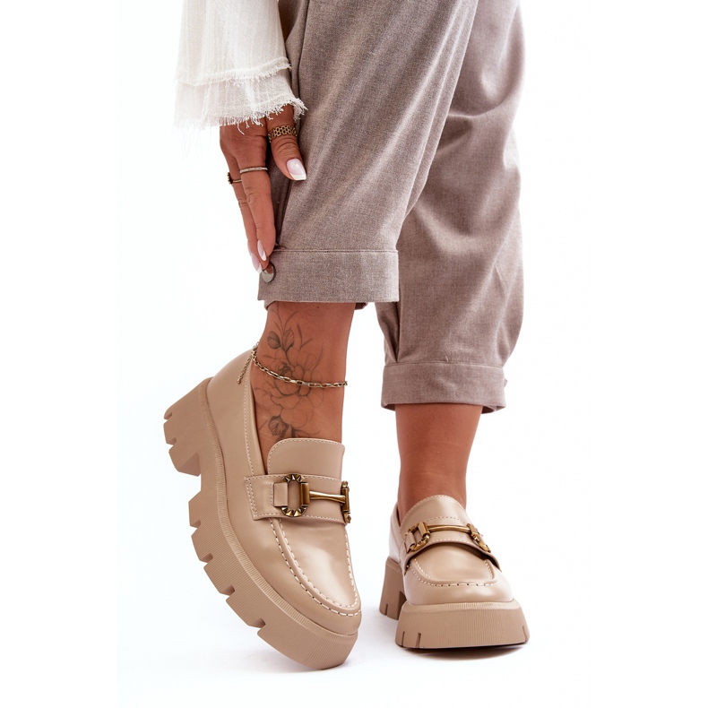 Dámské mokasíny s ozdobou Béžová Peuria béžový 2