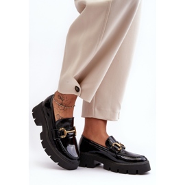 WS1 Dámské lakované mokasíny s ozdobou, černá Peuria 2