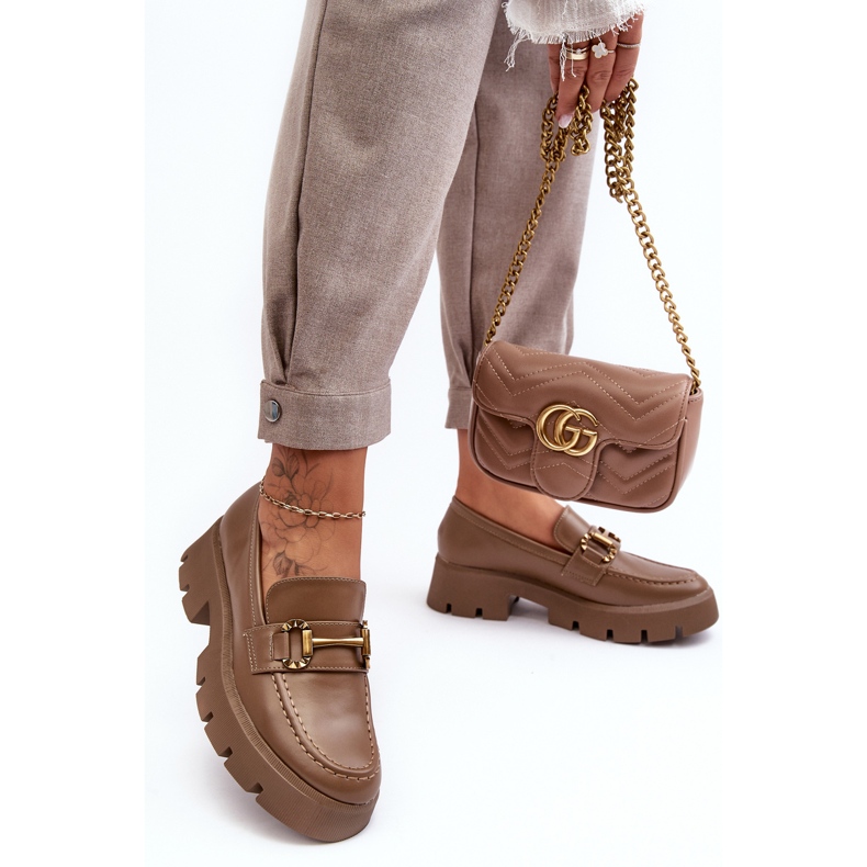 Dámské mokasíny s ozdobou Khaki Peuria béžový 2