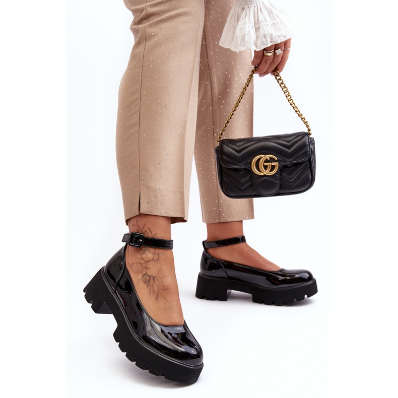 WS1 Dámské lakované boty s nízkým podpatkem a přezkou, černé od Owena černá 2 WS1 Dámské lakované boty s nízkým podpatkem a přezkou, černé od Owena černá 2