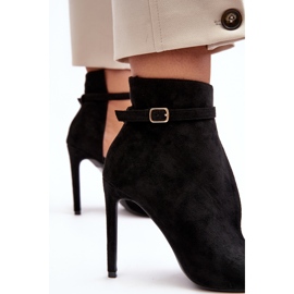 WS1 Semišové dámské kotníkové boty na vysokém podpatku, černá Amalundi 2