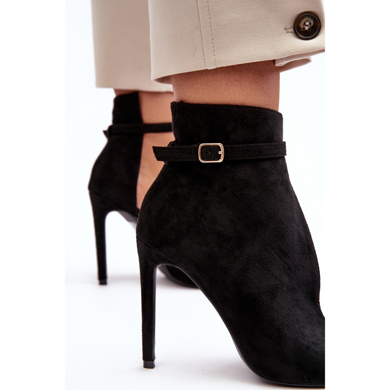 WS1 Semišové dámské kotníkové boty na vysokém podpatku, černá Amalundi 2