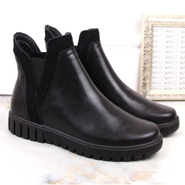 Dámské kožené, nazouvací, zateplené boty Chelsea, černé Filippo DBT4703 černá 4