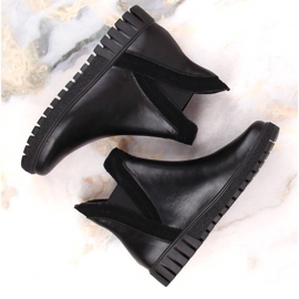Dámské kožené, nazouvací, zateplené boty Chelsea, černé Filippo DBT4703 černá 6
