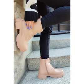 Dámské nahé kotníkové boty na šněrování béžový 1