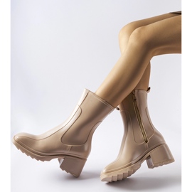 Béžové holínky Wellington na zip s blokem Maggiore béžový 1