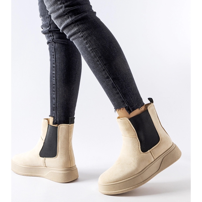 Béžové kotníkové boty na platformě Benilde béžový 1 Béžové kotníkové boty na platformě Benilde béžový 1