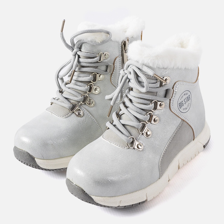 Šedé teplé dětské boty Big Star KK374178 stříbrný 1