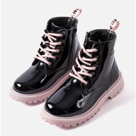 Černo-růžové dětské kozačky Paluello černý 1