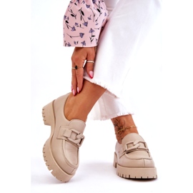 Lemar Módní kožené boty Béžové mokasíny béžový 1