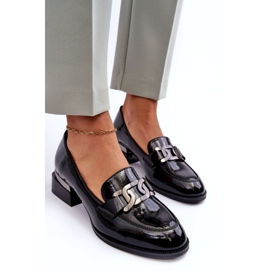 Vinceza Lakované boty, černé mokasíny na vysokém podpatku černá 2