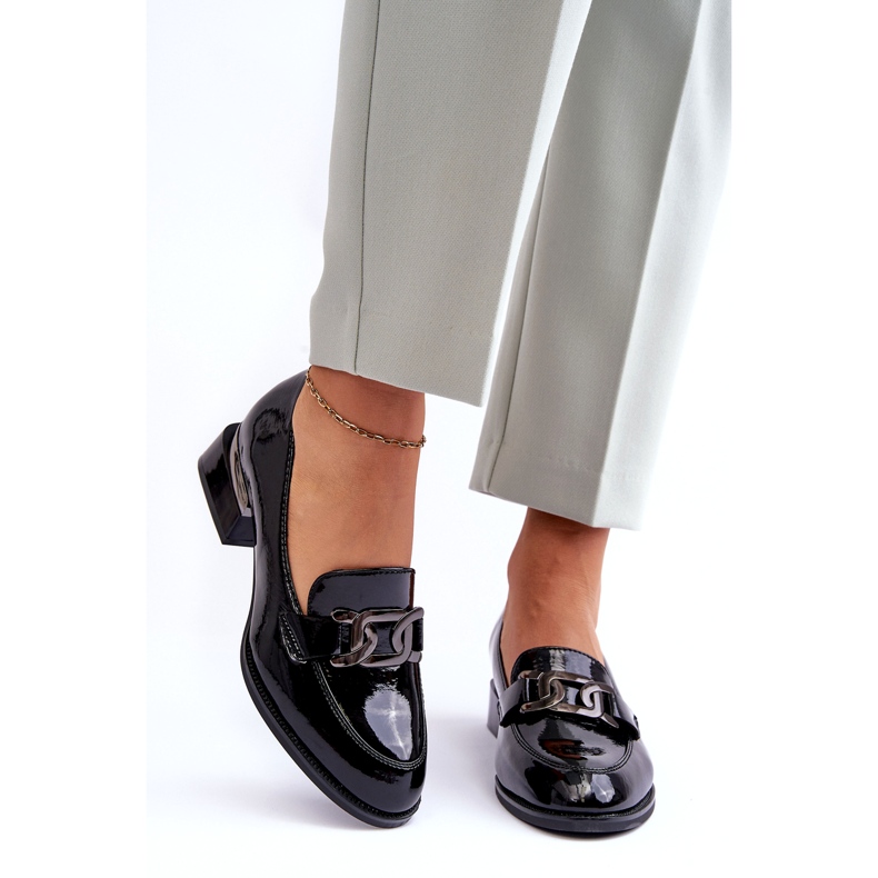 Vinceza Lakované boty, černé mokasíny na vysokém podpatku černá 1