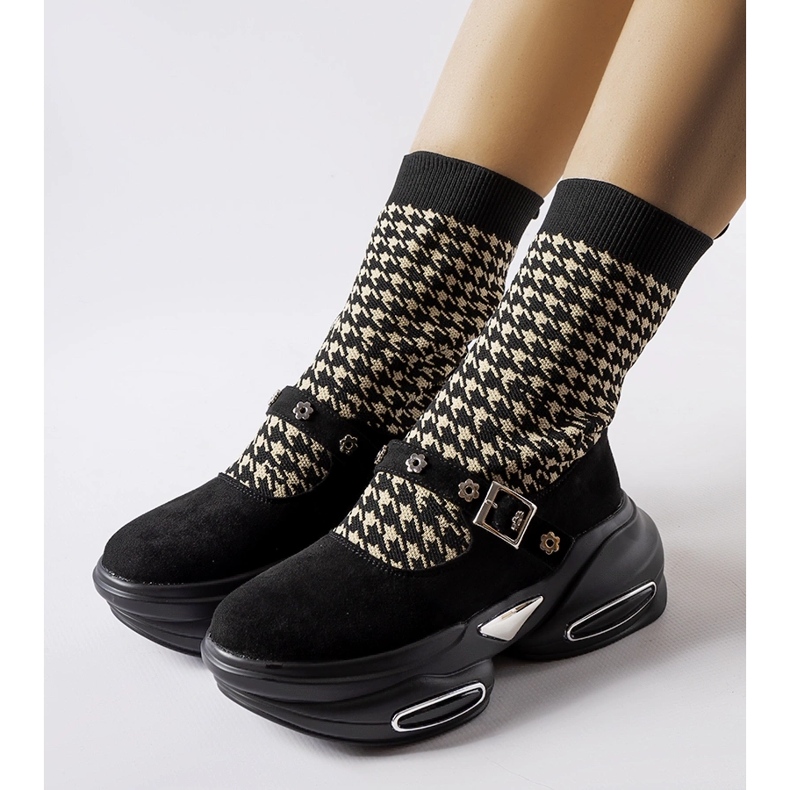 Ivana černé kotníkové boty houndstooth černý 1