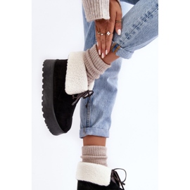 Černé sněhule na platformě Olimuka s ovčí kůží černá 2