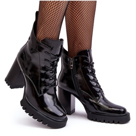 S.Barski Patentované zateplené boty na vysokém podpatku černé D&amp;A MR870-54 černá 7