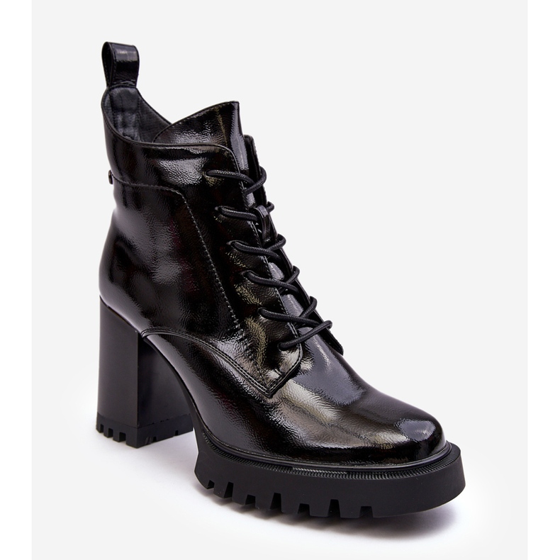 S.Barski Patentované zateplené boty na vysokém podpatku černé D&amp;A MR870-54 černá 1