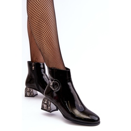 S.Barski Patentované dámské kotníkové boty se zdobenými vysokými podpatky D&amp;A MR870-93 Černá 2