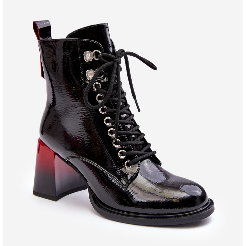 S.Barski Lakované kotníkové boty D&amp;A MR870-06 Black černý 1