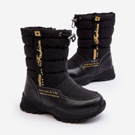 Dětské sněhule izolované vlnou se zipem Black Delhi černá 1