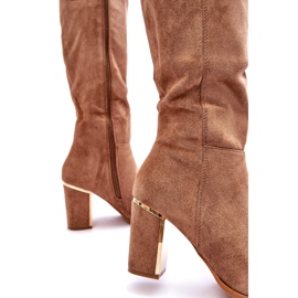 Seastar Tmavě béžové semišové boty na vysokém podpatku značky Kilrenita béžový 2