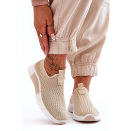 Klasické dámské sportovní nazouvací boty, béžová béžový 2