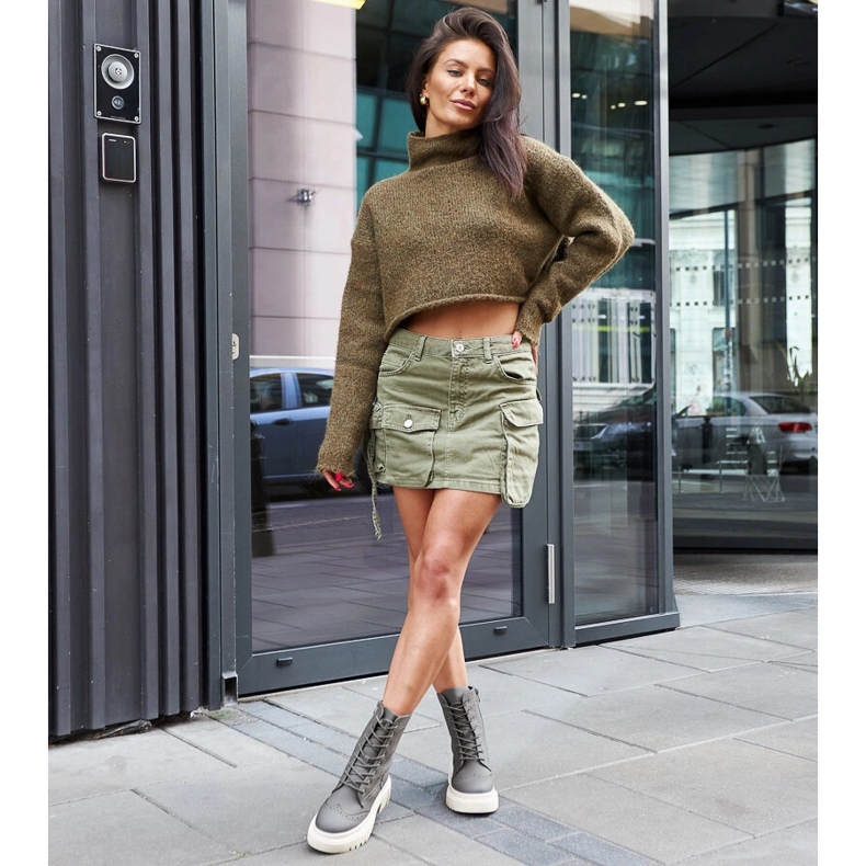 Zelené kozačky zdobené prošíváním Nicla zelená 1