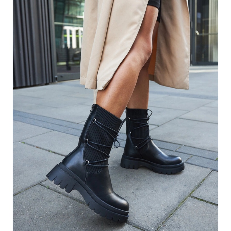 Inna Černé ponožkové kotníkové boty Eliot se zavazováním černá 2