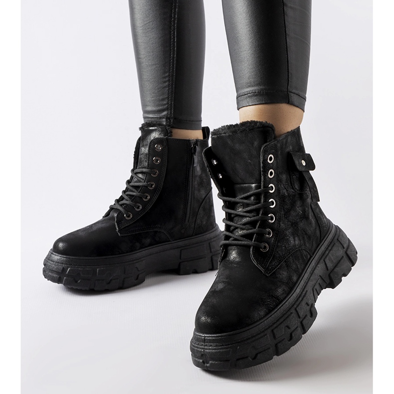 Inna Černé zateplené kozačky na platformě Lina černá 1