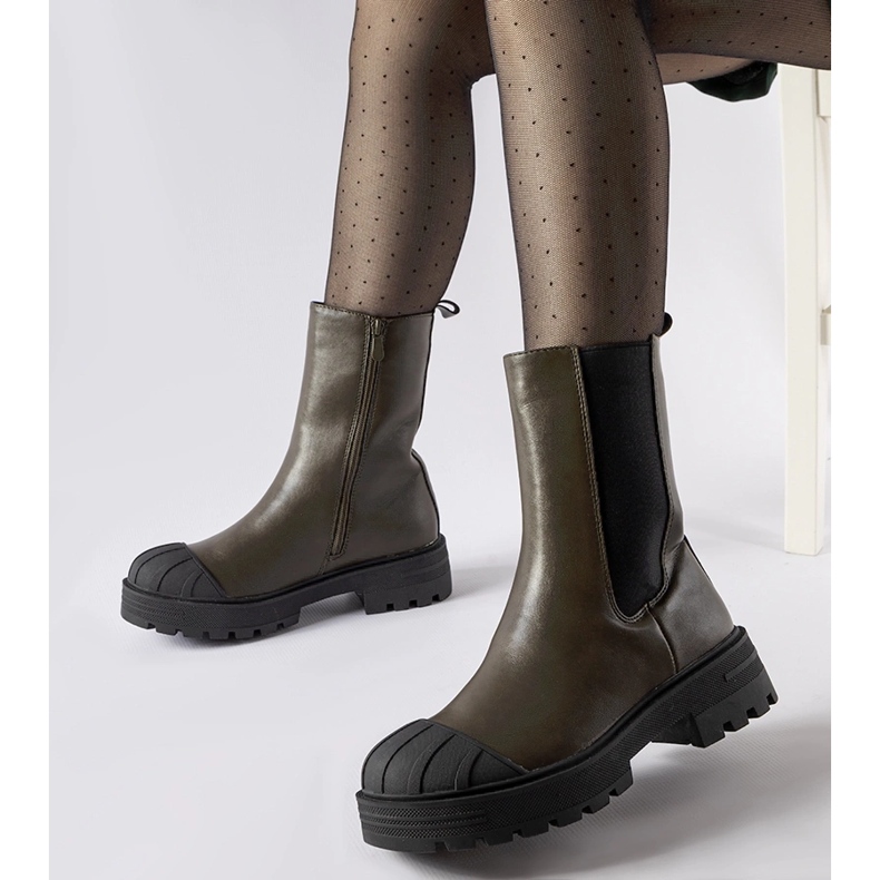 Inna Tmavě zelené zateplené boty Porcigatone zelená 1