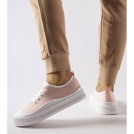 Růžové tenisky na platformě Collepepe růžový 1 Růžové tenisky na platformě Collepepe růžový 1