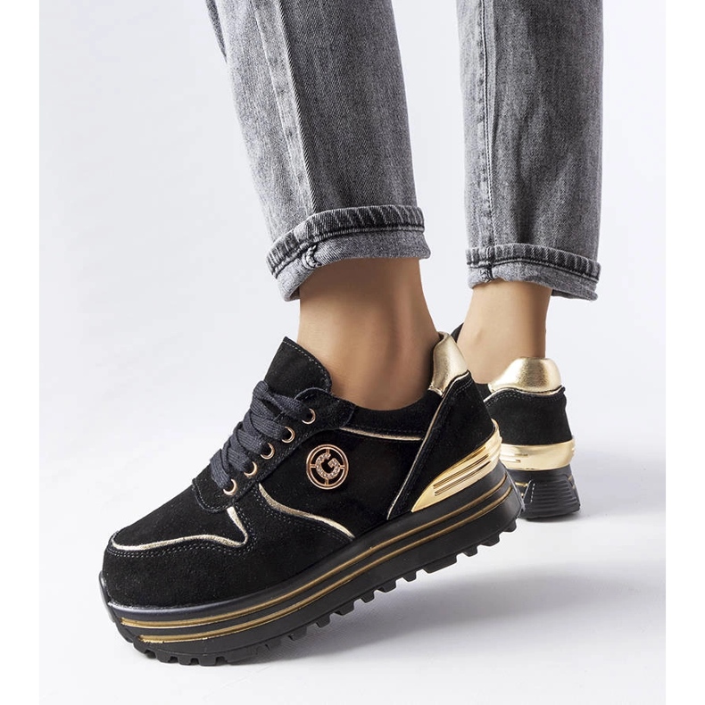 Černozlaté tenisky na platformě od Therrien černý 1