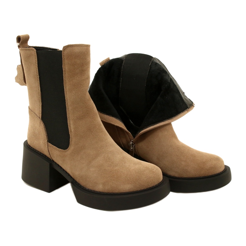 Filippo Béžové kožené semišové kotníkové boty na vysokém podpatku béžový 4 Filippo Béžové kožené semišové kotníkové boty na vysokém podpatku béžový 4