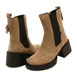 Filippo Béžové kožené semišové kotníkové boty na vysokém podpatku béžový 3 Filippo Béžové kožené semišové kotníkové boty na vysokém podpatku béžový 3