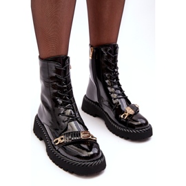 Dámské kotníkové boty Patent Worker s ozdobou Černá S.Barski MR870-67 3