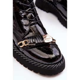 Dámské kotníkové boty Patent Worker s ozdobou Černá S.Barski MR870-67 4