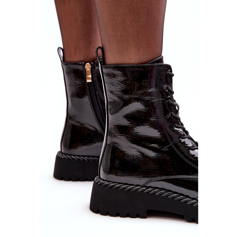 Dámské kotníkové boty Patent Worker s ozdobou Černá S.Barski MR870-67 2