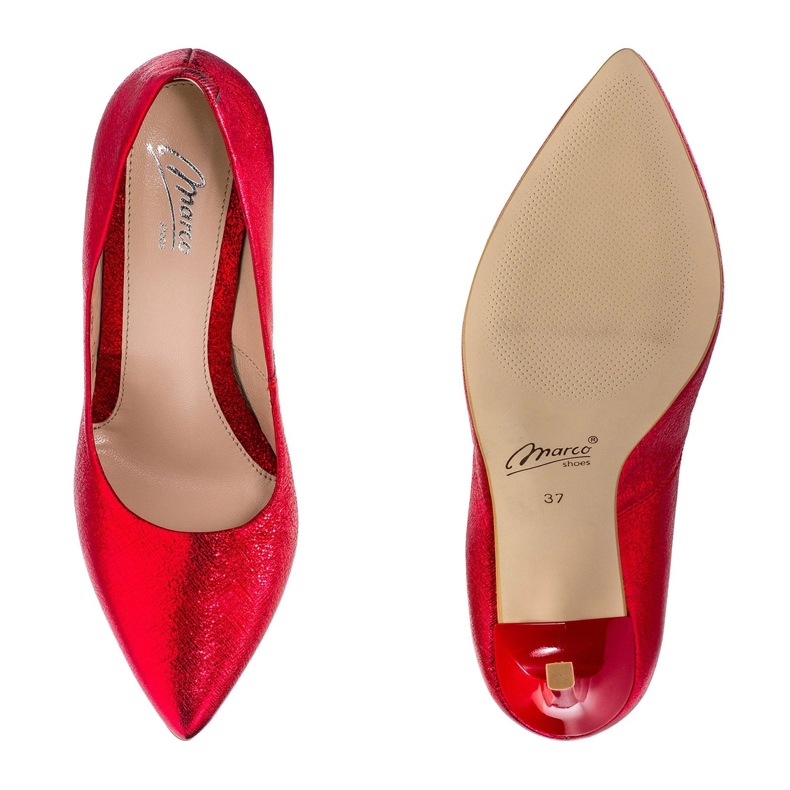 Marco Shoes Červené červené jehlové podpatky na vysokém podpatku z pravé kůže červený 1