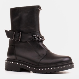 Marco Shoes Dámské turistické boty Marco 1262B s řetízkem, Glany černý 1